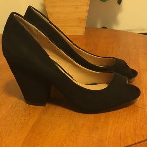 Beautiful Black Suede Peep Toe